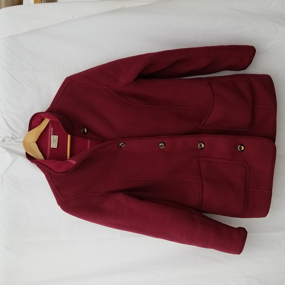 L.L. Bean Women's Maroon Wool-Blend Button Jacket